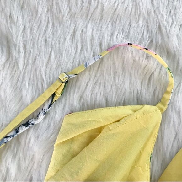 VINCE CAMUTO Yellow Floral Print Midi Dress Sundress Summer Cotton Size 6 New - Picture 6 of 14